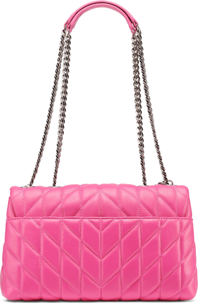 KARL LAGERFELD PARIS Lafayette Quilted Leather Crossbody Bag, Alternate, color, Fuchsia