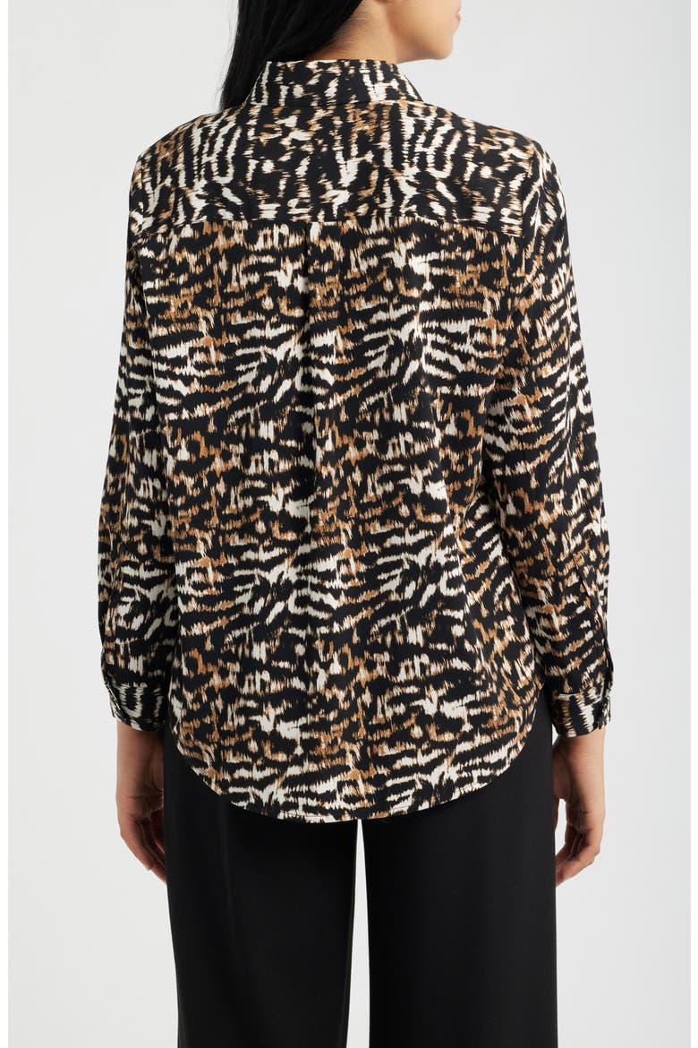 Print Button Front Shirt, Alternate, color, ANNE BLACK MULTI