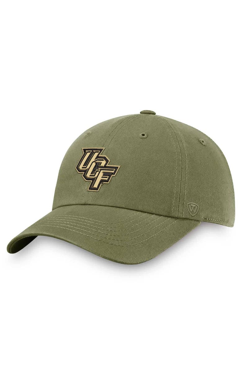 TOP OF THE WORLD Men's Top of the World Olive UCF Knights OHT Military Appreciation Unit Adjustable Hat, Main, color,