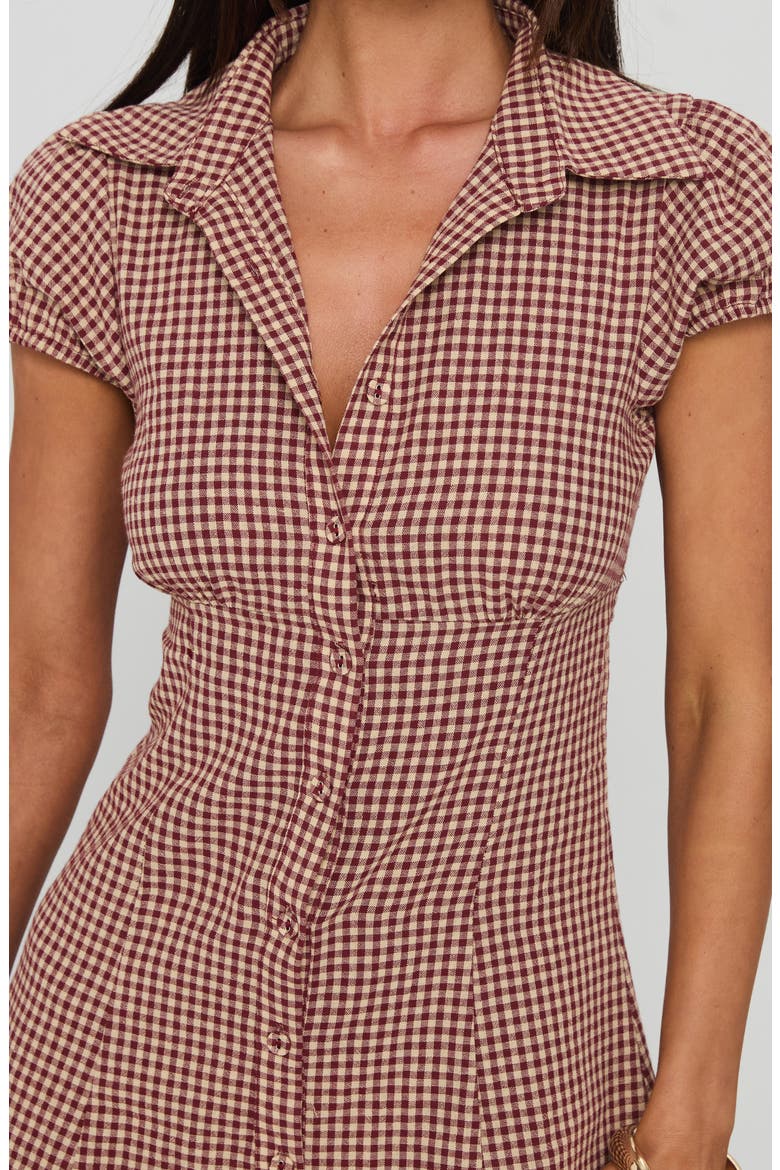 Kavira Gingham Cotton Mini Shirtdress, Alternate, color, RED GINGHAM