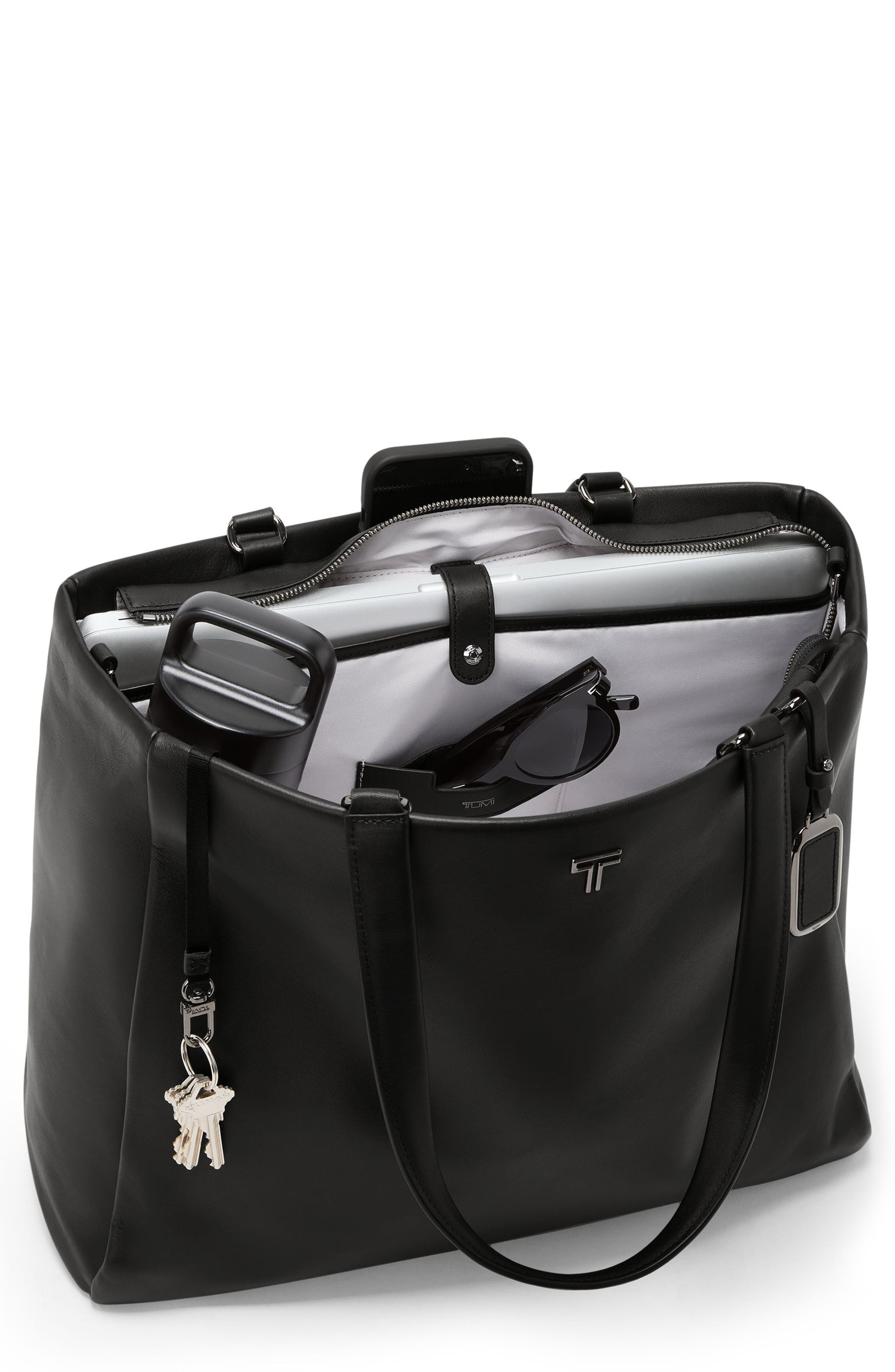 TUMI Large Vail Leather Tote, Alternate, color, Black/ Gunmetal