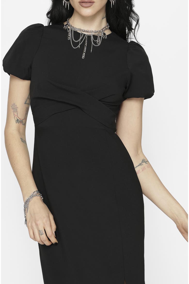 Aubrey Embroidered Midi Dress, Alternate, color, Black