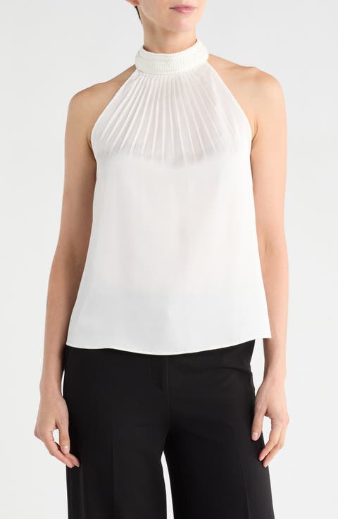 Emboidered Collar Halter Top