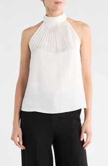 Catherine Malandrino Emboidered Collar Halter Top