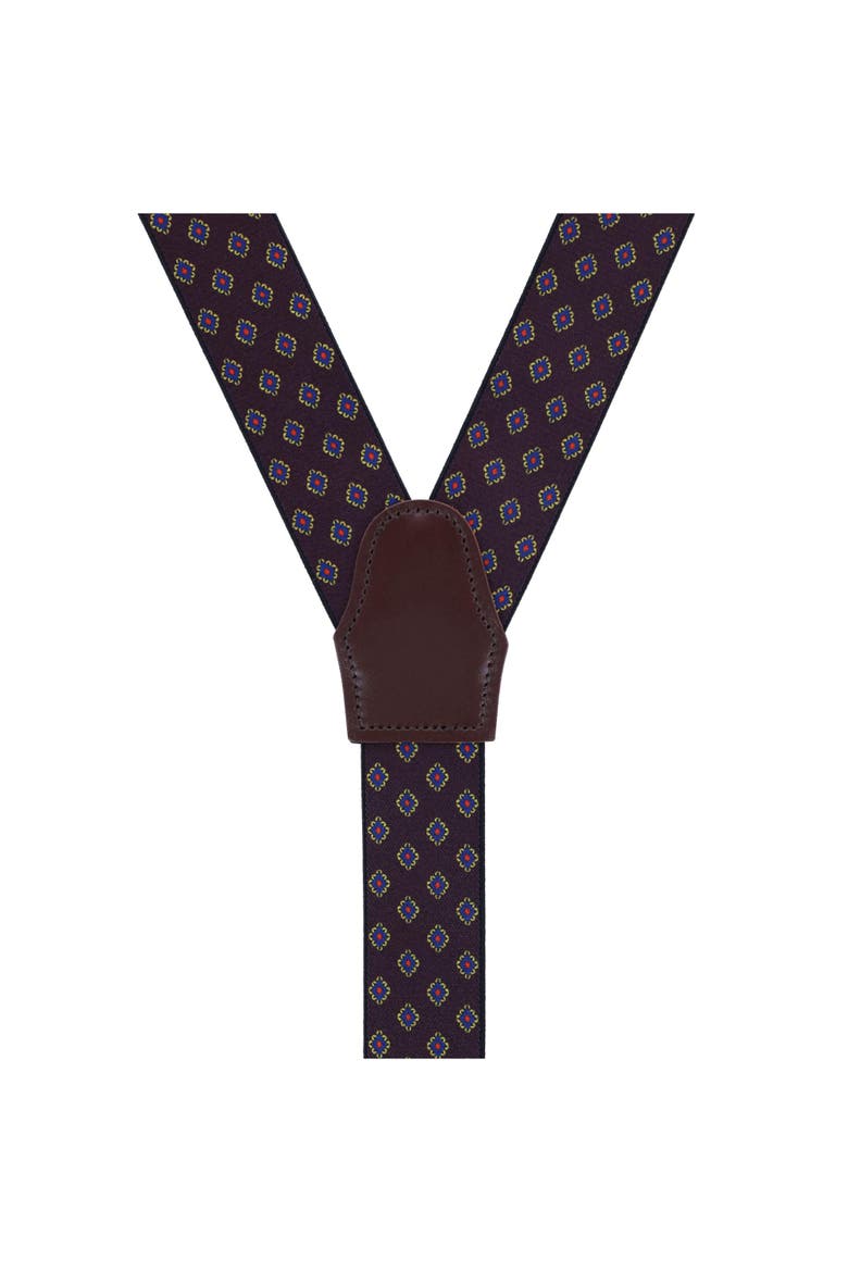 Luxe Diamond Elastic Button End Suspenders, Alternate, color, Burgundy