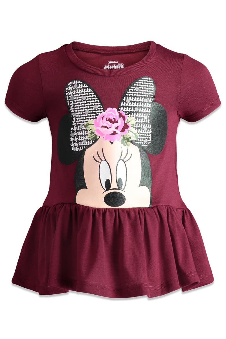 Minnie Mouse T-Shirt & Leggings Set, Alternate, color, Wine Red