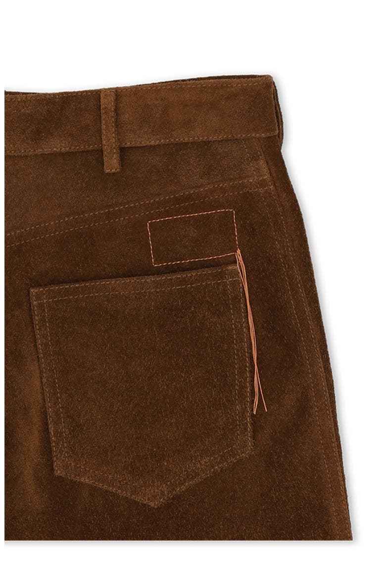High Waist Suede Leather Trousers, Alternate, color, Brown