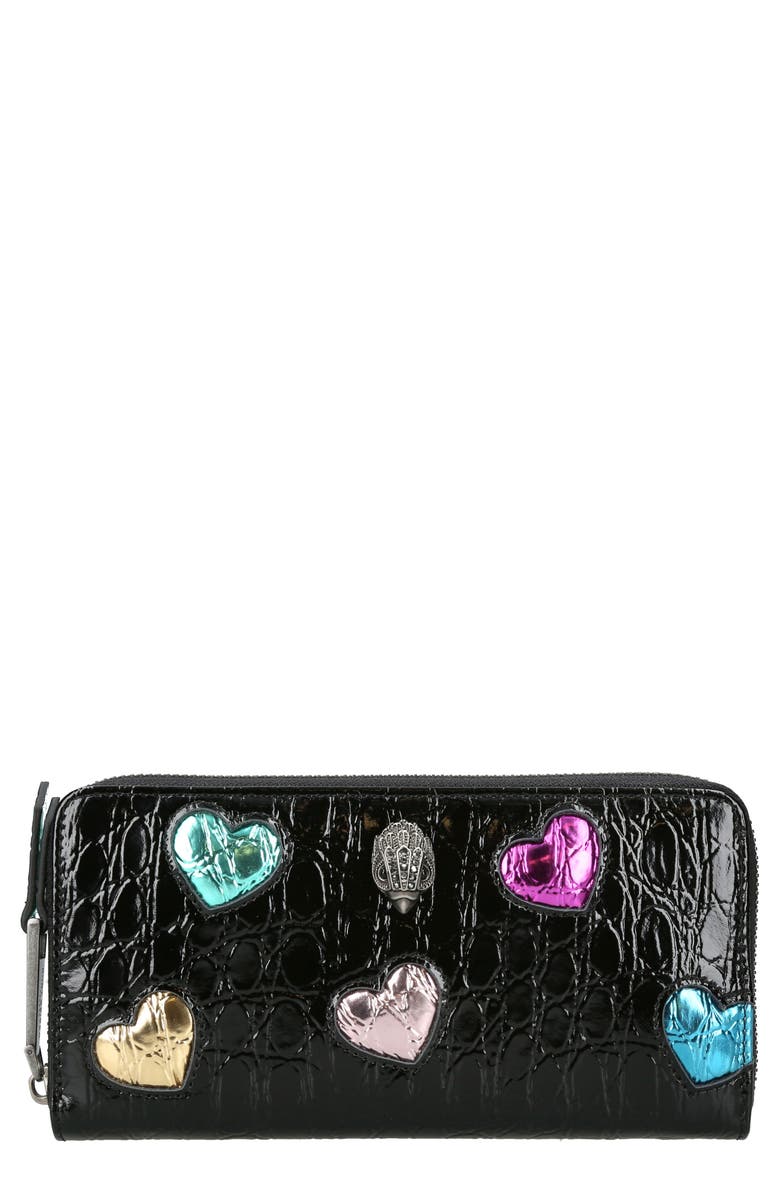 Kurt Geiger London Love Leather Zip Around Wallet, Main, color, 