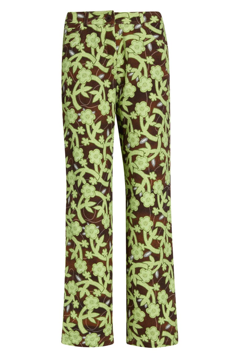 Roux Floral Low Rise Straight Leg Cotton Twill Pants, Alternate, color, BROWN MULTI