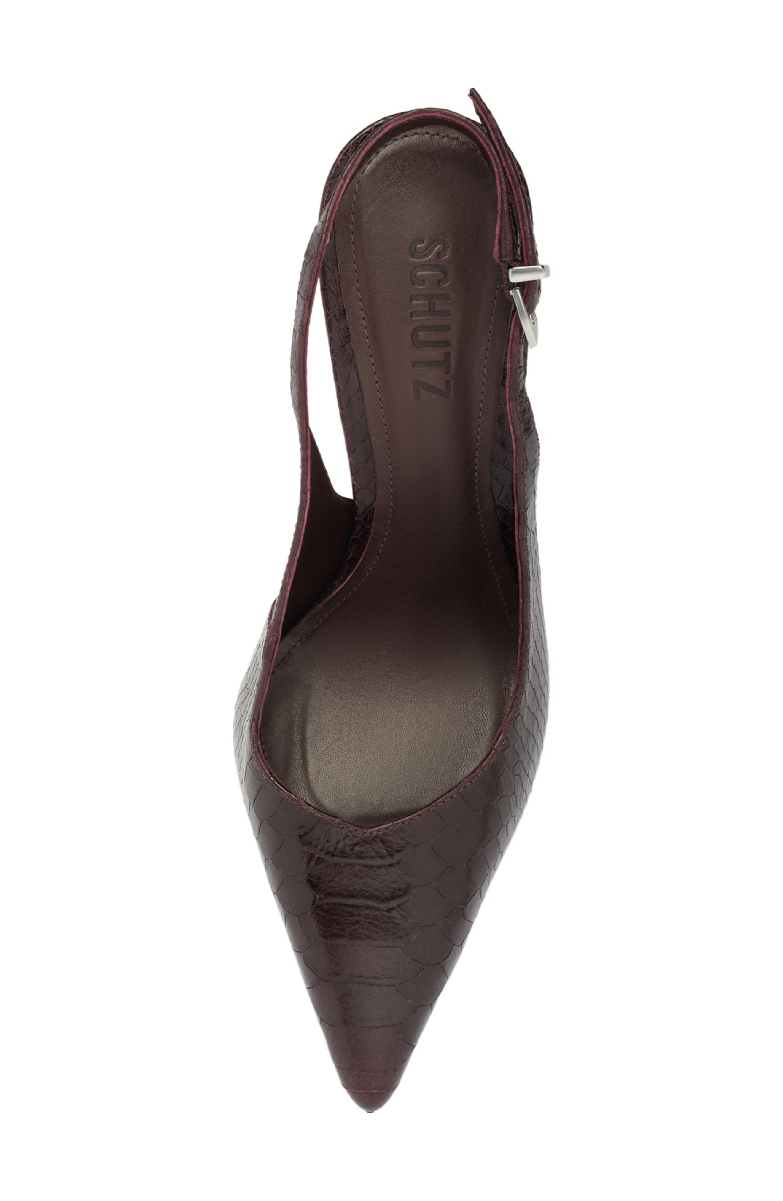 Schutz Michelle Snakeskin Embossed Slingback Pump, Alternate, color, Dark Plum