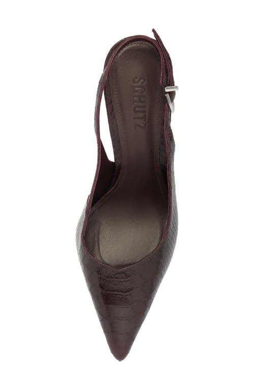 Schutz Michelle Snakeskin Embossed Slingback Pump In Brown