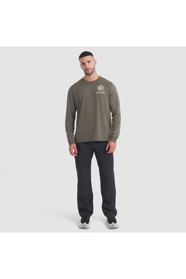 Men's Nike Olive Pittsburgh Steelers 2025 Salute to Service Sideline Long Sleeve T-Shirt, Alternate, color, Olive
