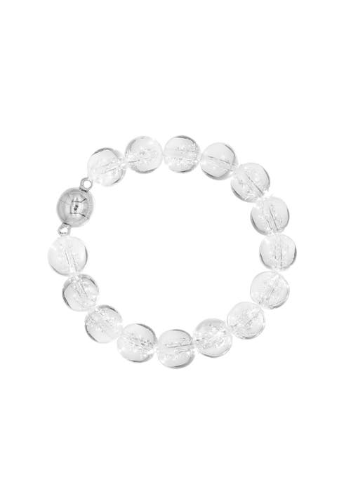 Classicharms Frostnova Azeztulite Clear Phantom Crystal Sphere Bracelet-12mm In White