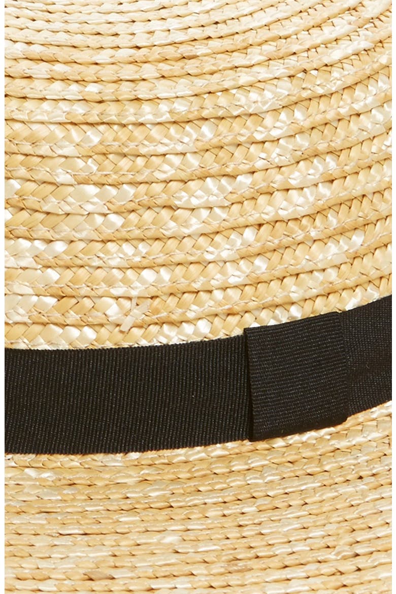 Straw Boater Hat, Alternate, color, NATURAL/ BLACK