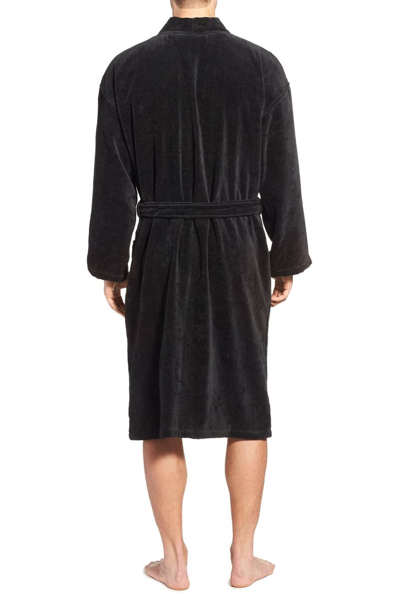 Cotton Fleece Robe, Alternate, color, POLO BLACK