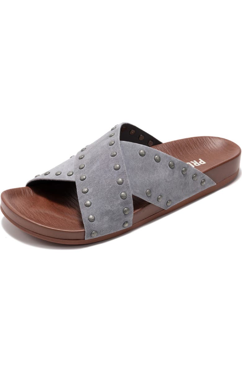 Project Cloud Brink Studded Slide Sandal, Main, color, Ash Nubuck