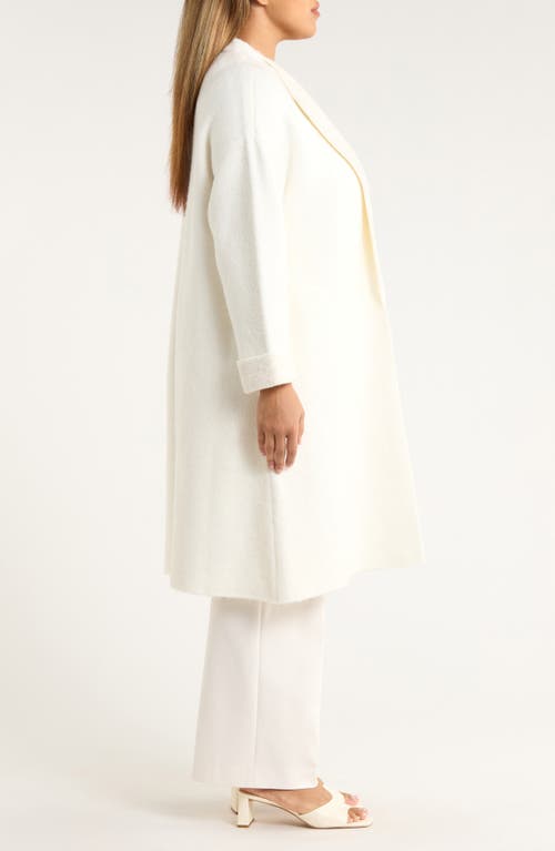 Anne Klein Wing Collar Sweater Coat In White