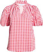 SUGARLIPS Ginham Ruffle Neck Top