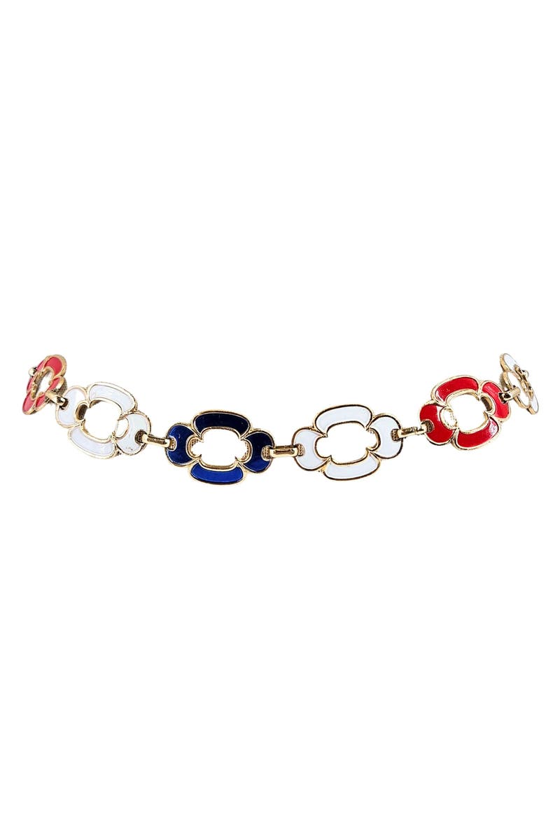 Vintage Chain Belt 70s Mod Red White Blue Enamel, Alternate, color, white