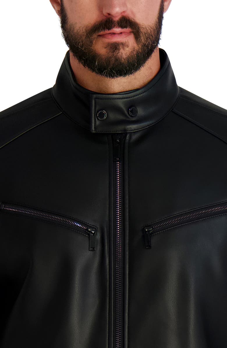 KARL LAGERFELD PARIS Faux Leather Racer Jacket, Alternate, color, Black