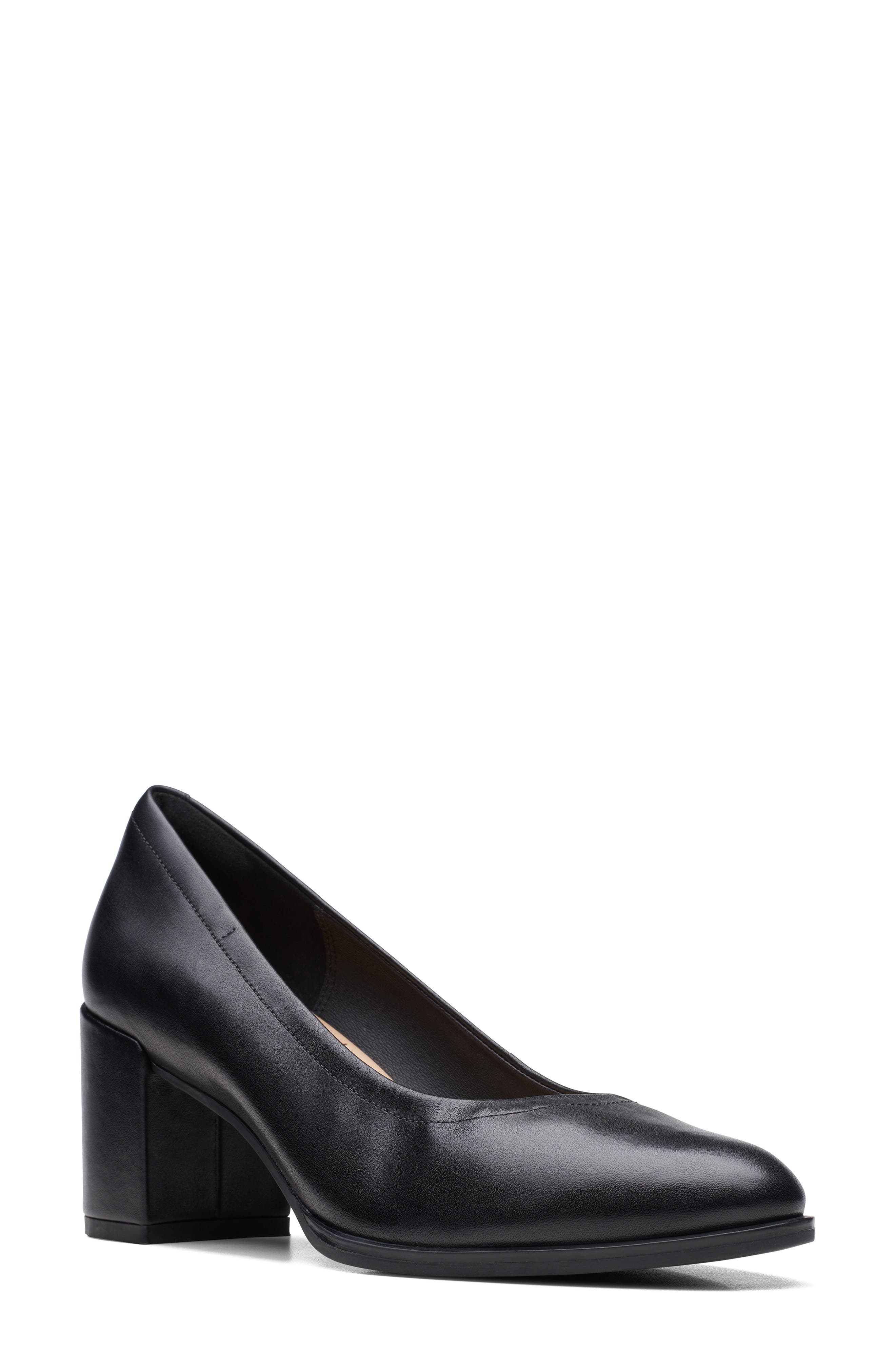 Clarks<sup>®</sup> Freva55 Court Pump, Main, color, Black Leat