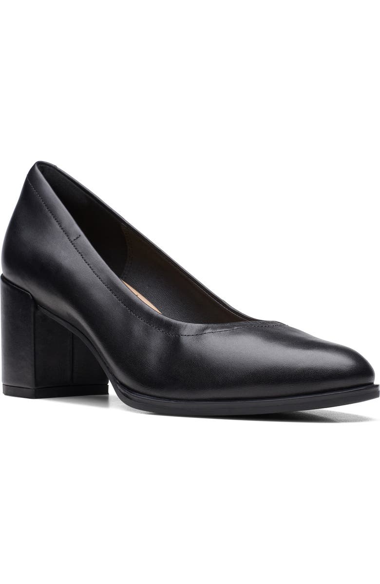 Clarks<sup>®</sup> Freva55 Court Pump, Main, color, Black Leat