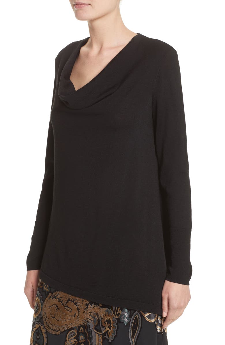 Lafayette 148 New York Asymmetrical Cowl Neck Sweater, Alternate, color,