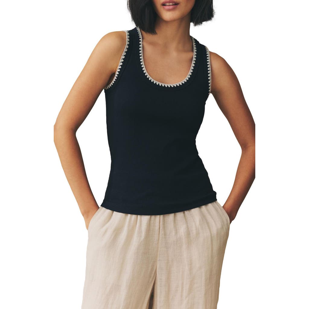 Next Monochrome Embroidered Cotton Rib Tank