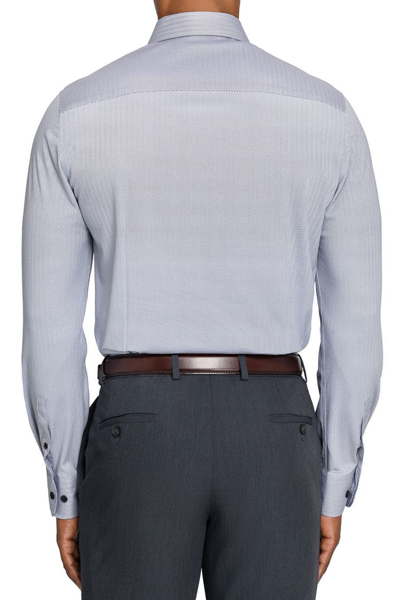 Slim Fit Stripe Duo Reworked Cotton Dress Shirt, Alternate, color, BLACK/ WHITE