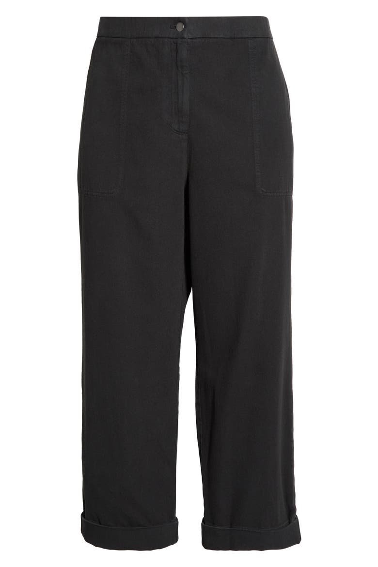 Organic Cotton Ankle Straight Leg Pants, Alternate, color, BLACK