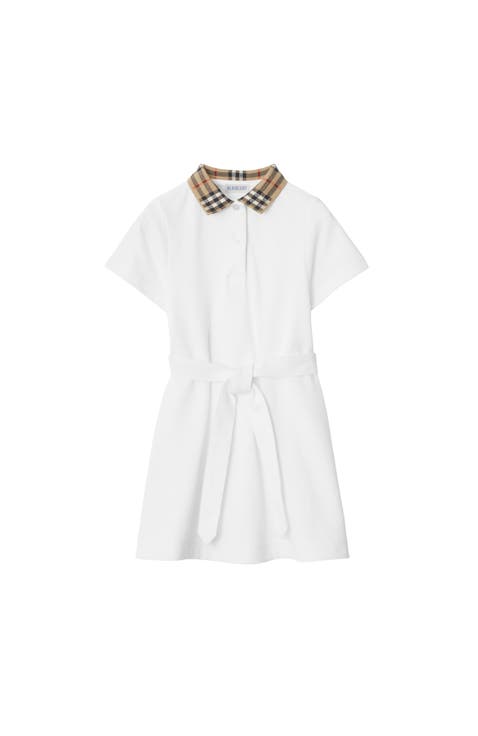 Check Collar Cotton Polo Shirt Dress