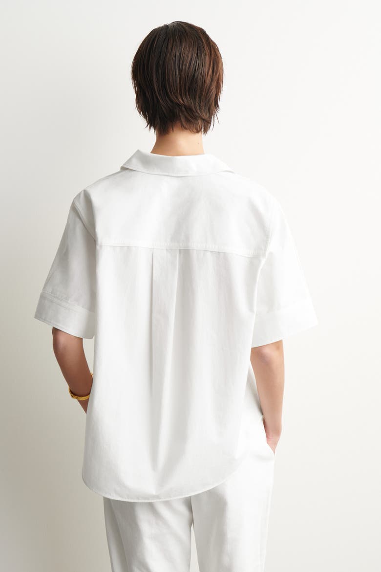 Oversized Short-sleeved Cotton Shirt, Alternate, color, WHITE