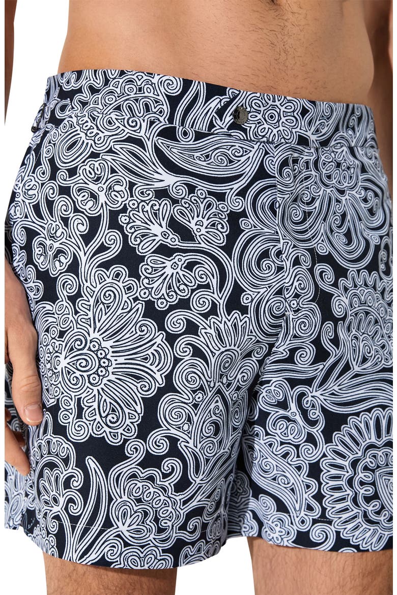 Fallow Floral Side Adjuster Swim Trunks, Alternate, color, NAVY