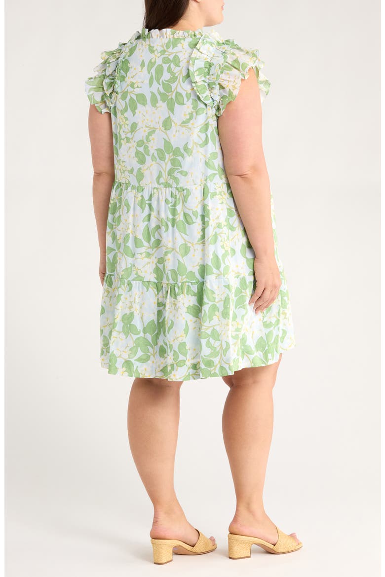 Kiany Floral Marlan Cotton Dress, Alternate, color, LIGHT BLUE/ GREEN