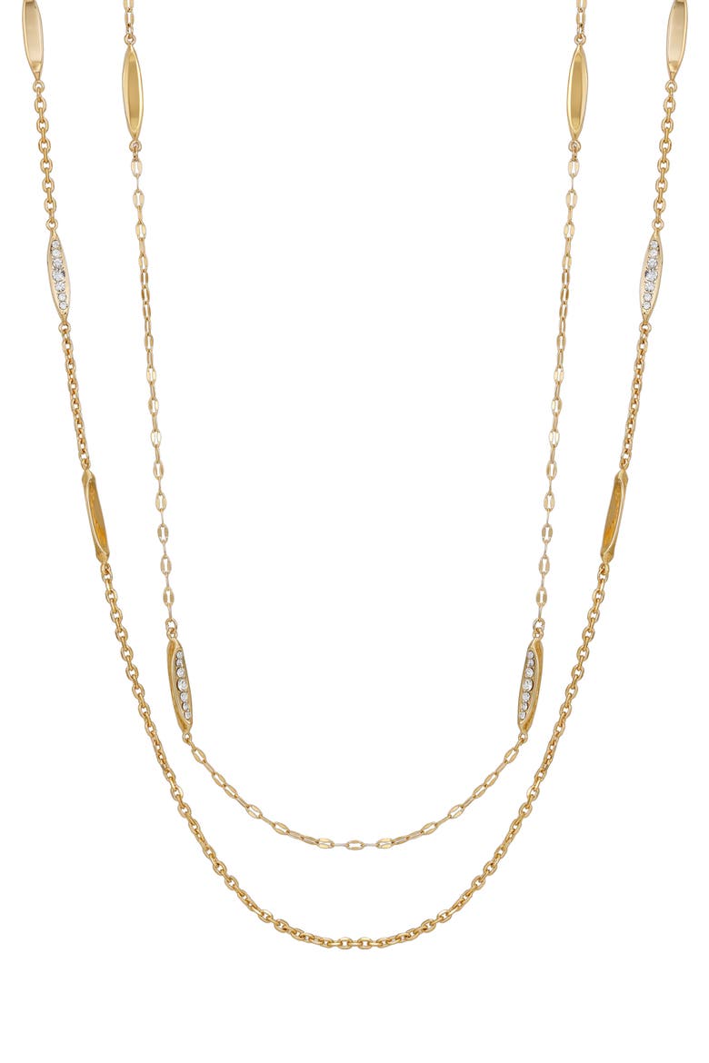 Layered Chain Station Necklace, Alternate, color, GOLD TONE