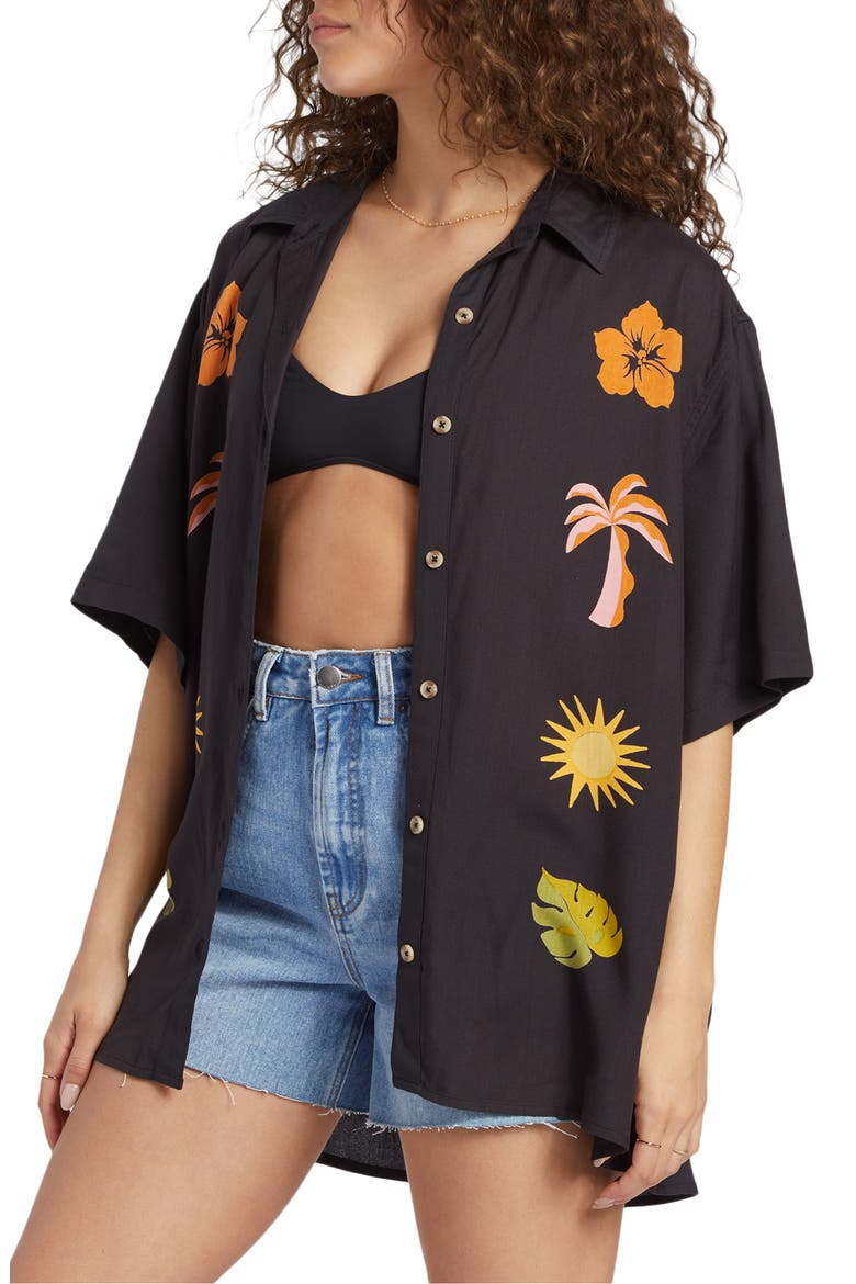 On Vacation Graphic Camp Shirt, Alternate, color, BLACK SANDS