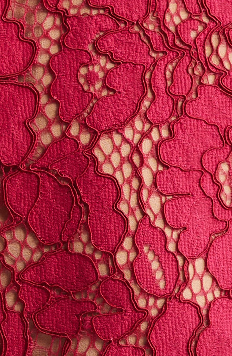 Michael Kors Collection Floral Lace Sleeveless Fit & Flare Midi Dress, Alternate, color, Raspberry