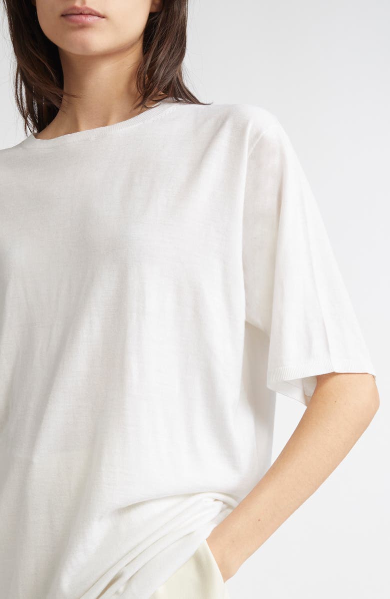 TOTEME Longline Wool Blend Knit T-Shirt, Alternate, color, White