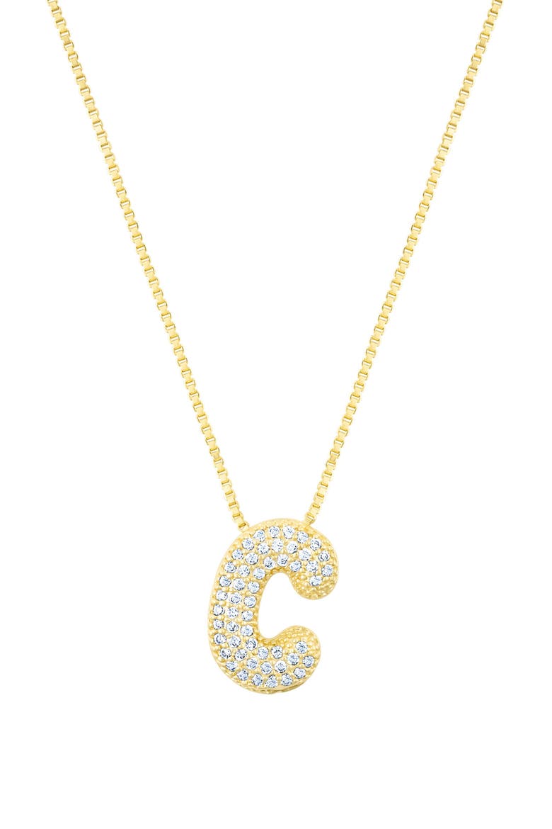 Pavé Bubble Initial Pendant Necklace, Main, color, GOLD-C