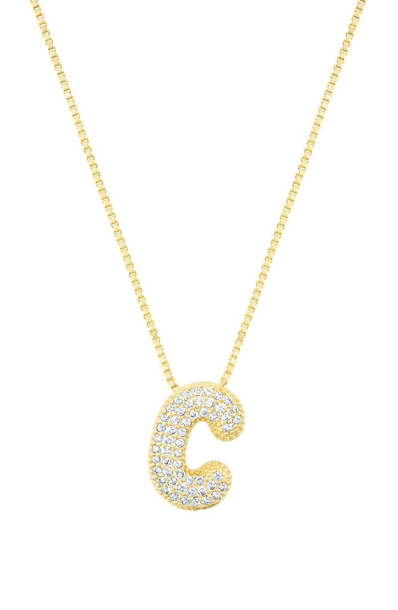 Adornia Pavé Bubble Initial Pendant Necklace, Main, color, Gold-C