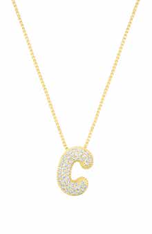 Adornia Pavé Bubble Initial Pendant Necklace