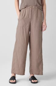 Eileen Fisher Wide Leg Organic Linen Ankle Pants