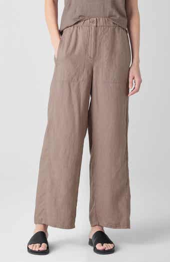 Eileen Fisher Wide Leg Organic Linen Ankle Pants