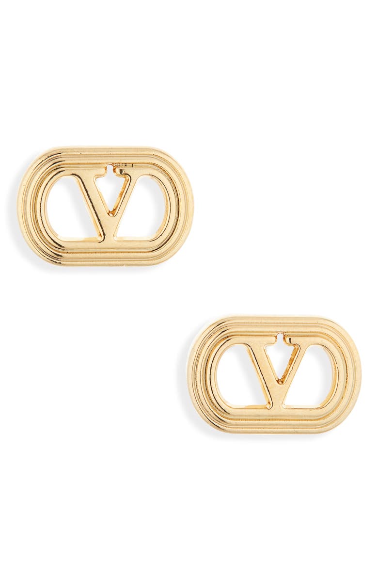 Valentino Garavani VLOGO Ovalette Stud Earrings, Main, color, Oro