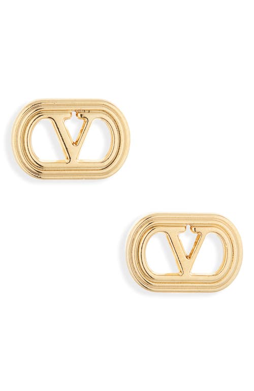 Valentino Ovalette Vlogo Stud Earrings In Gold
