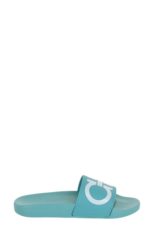Ferragamo Groovy Gancini Slide Sandal In Blue