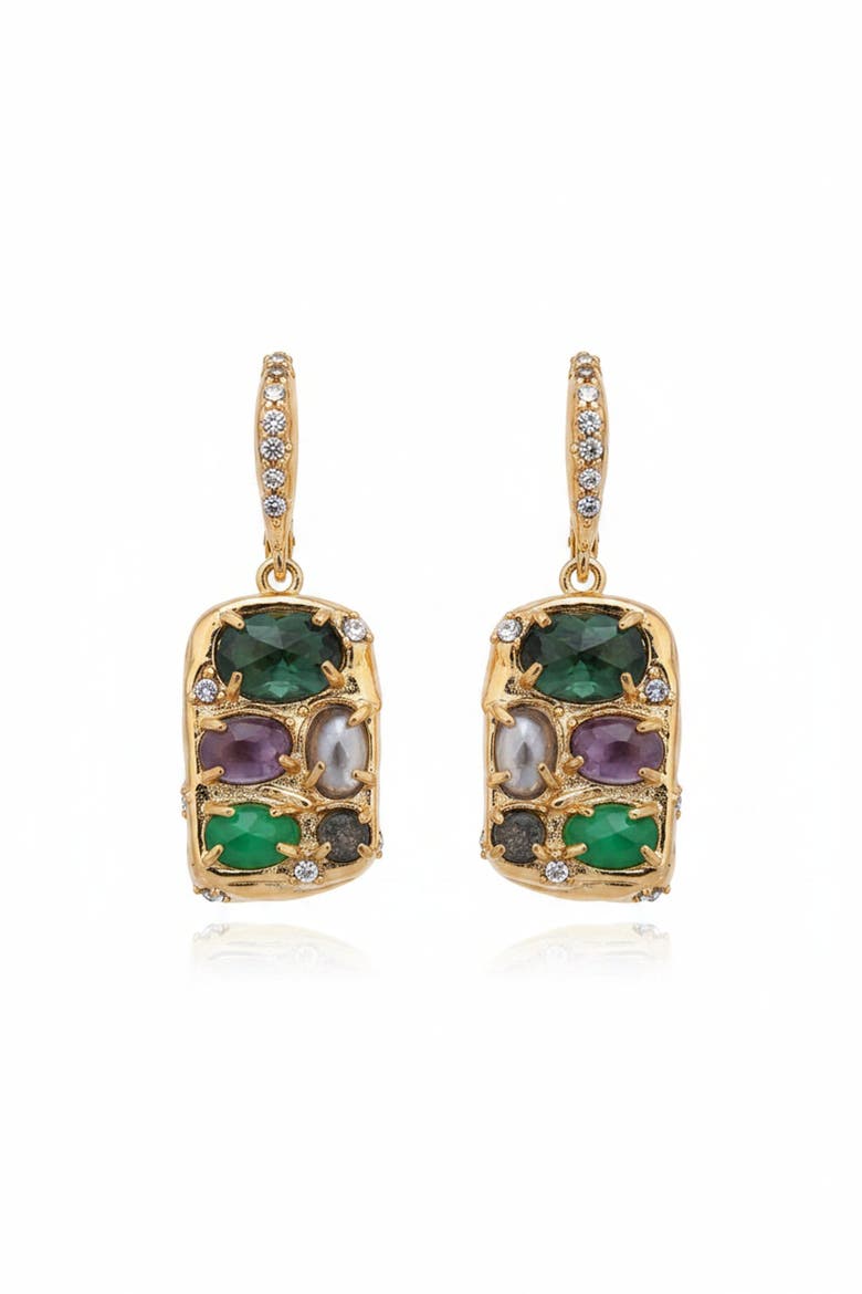 Mosaic Agate Earrings, Main, color, Gold