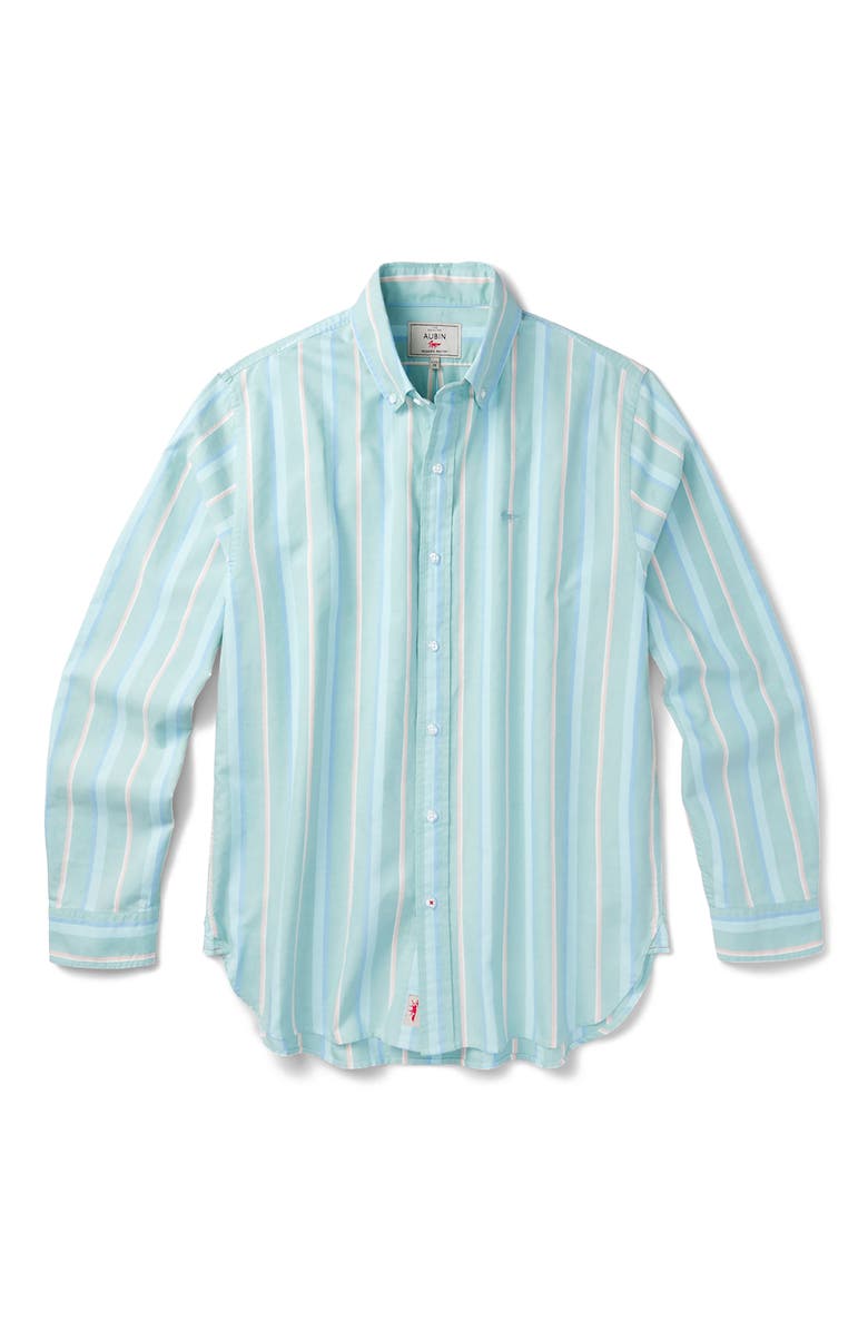 Aubin Walesby Lightweight Relaxed Oxford Shirt, Alternate, color, Green Stripe