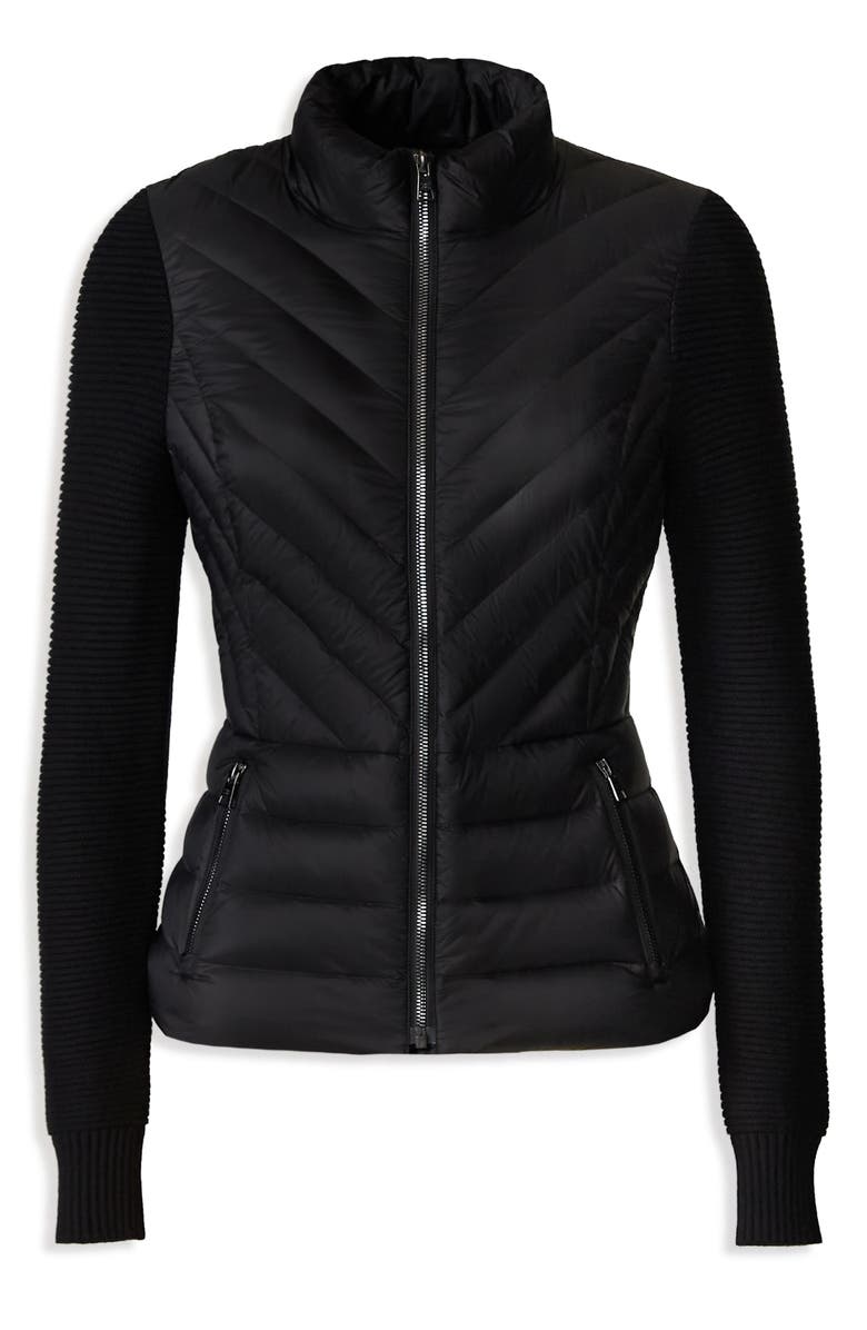 Soia & Kyo Bexley Mixed Media 700 Fill Power Down Puffer Jacket, Alternate, color, Black