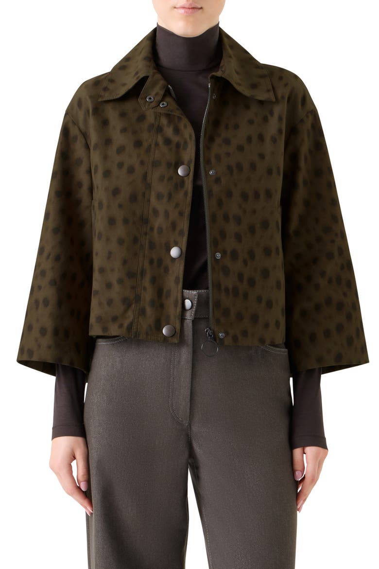 Leopard Print Brushed Gabardine Jacket, Main, color, HAZEL-BARK